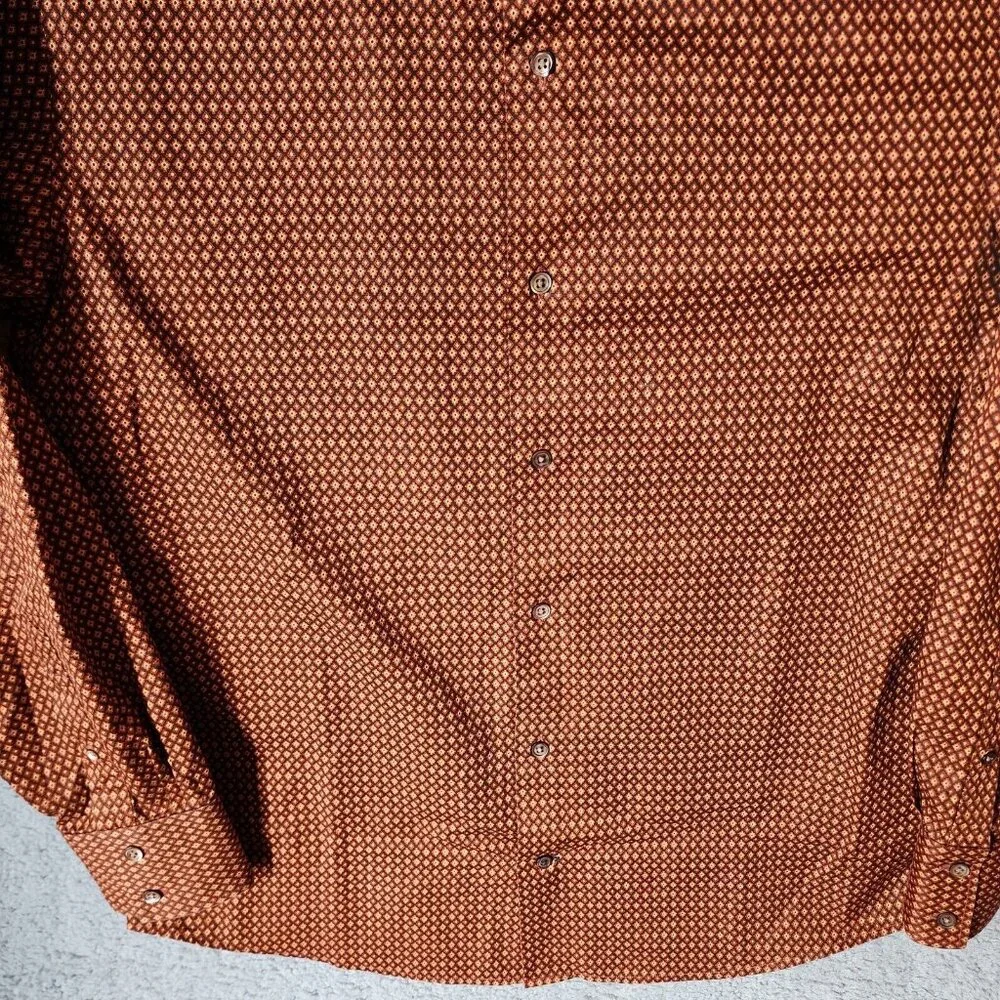 Banana Republic Argyle Diamond‎ Print Button Up Long Sleeve Shirt Size M 15-15.5